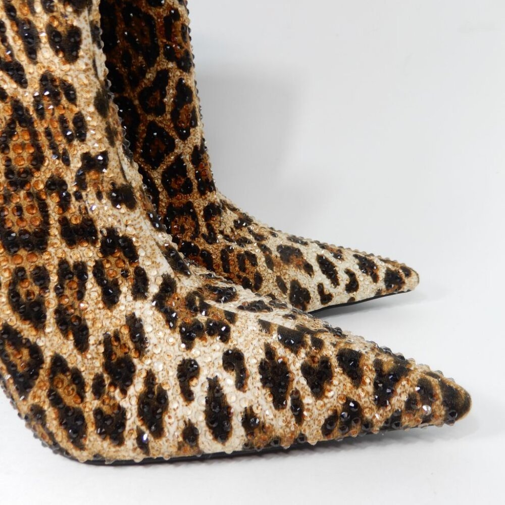 AZALEA WANG Chaundra Stiletto Bootie Size 7.5 Cheetah Animal Embellished NEW - Picture 6 of 17
